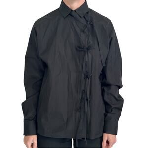 Maison Margiela MM4 Basic Tie Front Shirt Black IT 38